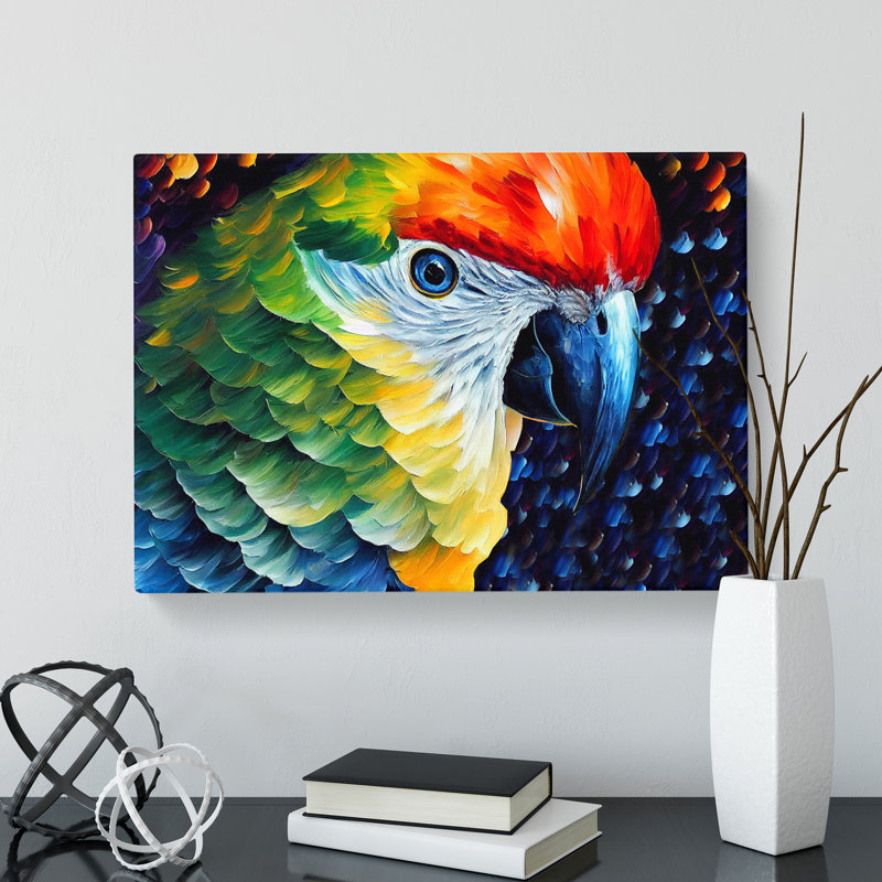 Parrot Painting Vol.2 Abstract - Wrapped Canvas, 50cm H x 76cm W x 3cm D