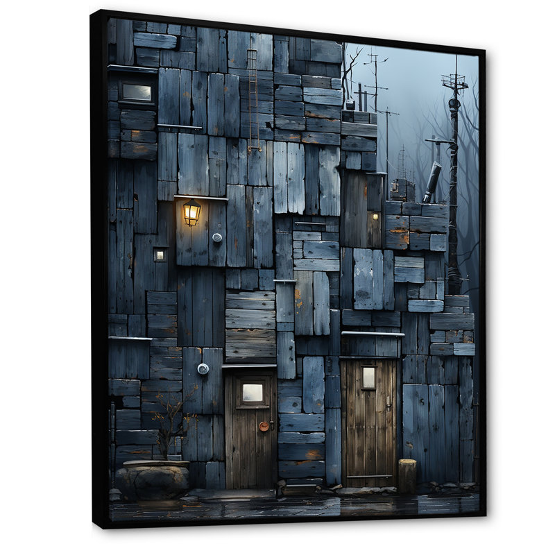 Cubsism Tile Elegance - Art mural abstrait, H 40 po x l 30 po x P 1,5 po, Cadre flottant noir