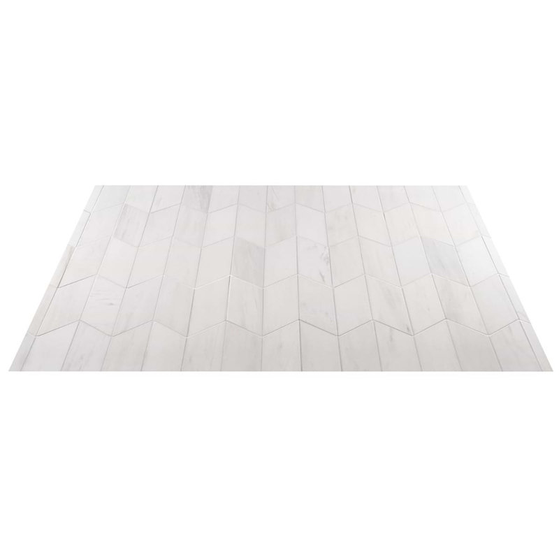 Bianco Dolomite 3x12 Chevron Honed Marble Tile