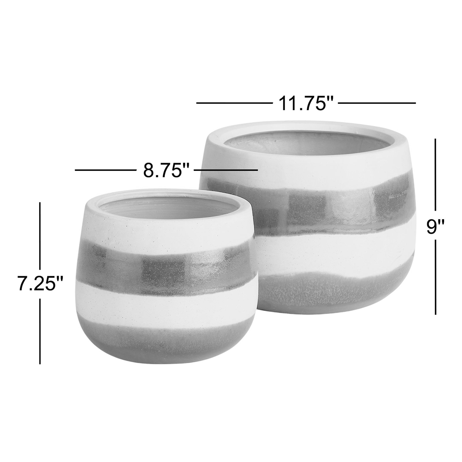 Lia 12" Hand-Painted Pot Planter, White Green