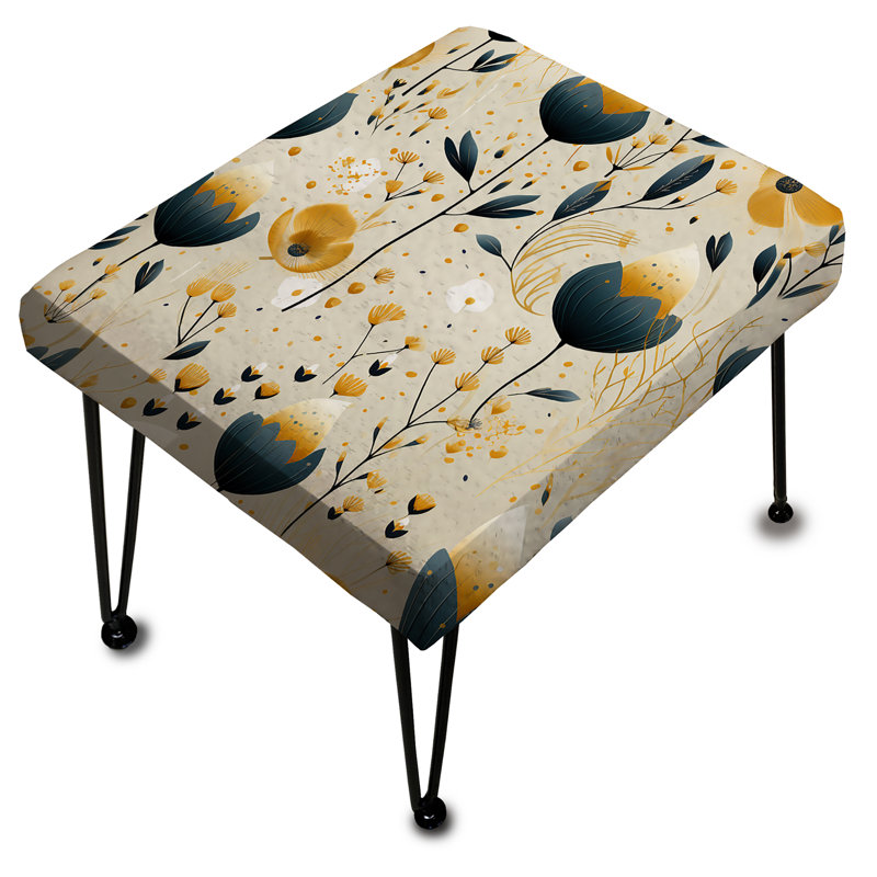 Motif floral sarcelle et sarcelle - Repose-pieds floral rectangulaire