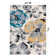Tapis performance crème / jaune / bleu à motif floral moderne