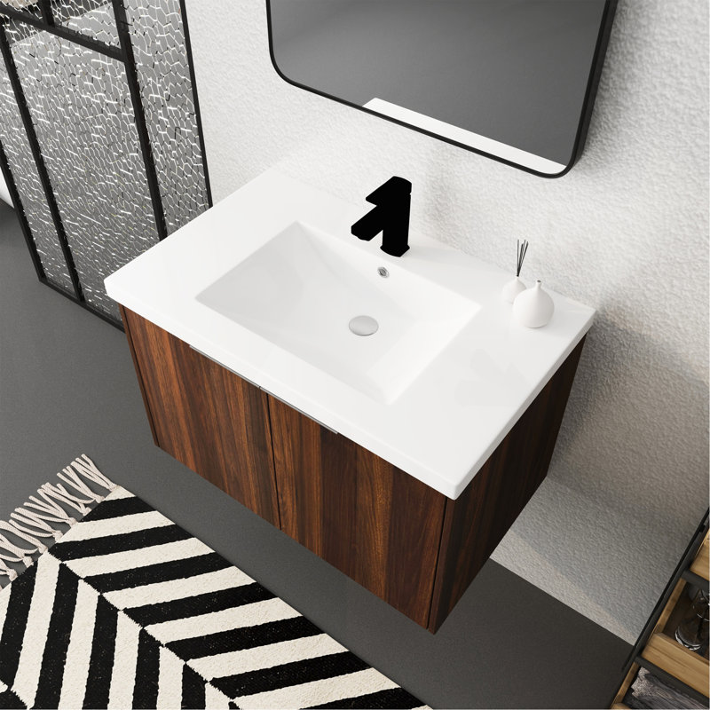 Meuble-lavabo à fermeture en douceur avec lavabo, 30 po pour petite salle de bain, 30 po x 18 po (emballage KD)