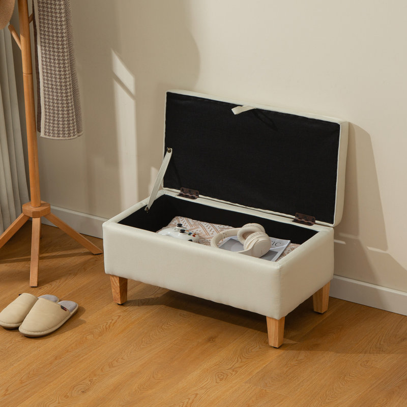 Angella Rectangle Storage Ottoman, Beige, 36cm H x 71cm W x 37cm D