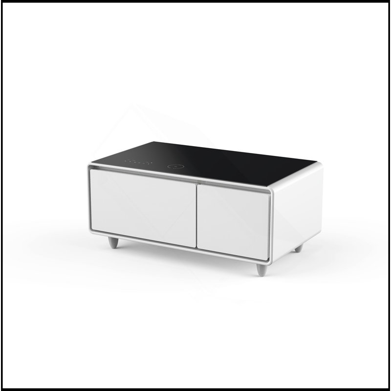 Modern Style LED Display Refrigerator Coffee Table With Multiple Functions, White