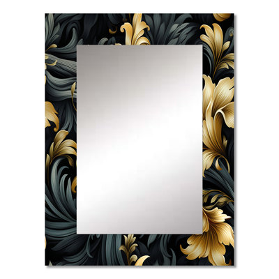 Elegant Ebony And Beige Flowers Pattern - Paisley  Mirror, Glam Unique Wall Mirror, Printed Metal Art