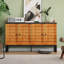 Armoire de rangement polyvalente en bois rétro avec motifs géométriques pour différentes pièces