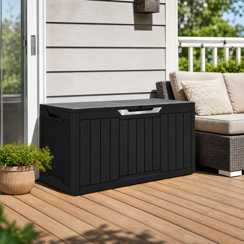 Boîte de rangement en résine Balconera, 100, Black & Silver Trim