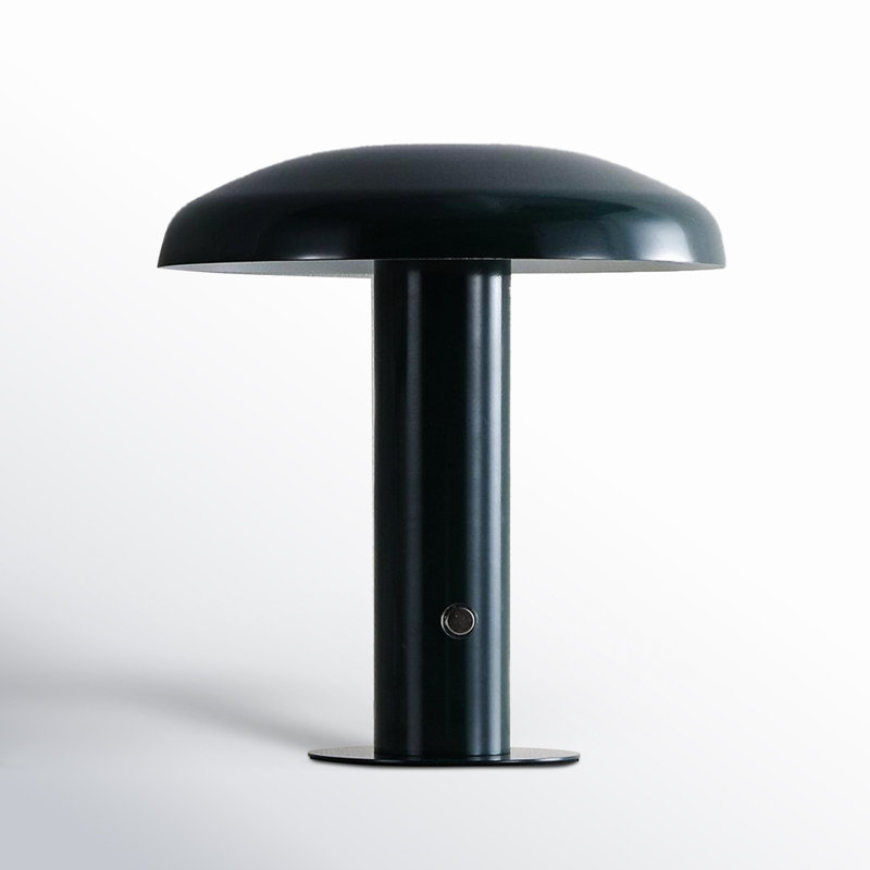 Writzer 11" Contemporary Bohemian Rechargeable/Cordless Dimmable Integrated LED Mushroom Table Lamp, Forest Green