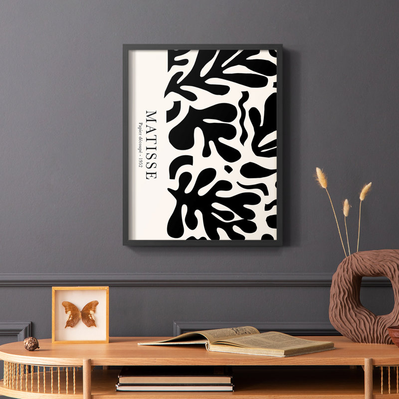 Matisse CCLXII, reproduction encadrée - bois massif, H 28 po x l 22 po, Noir, noir, noir, noir