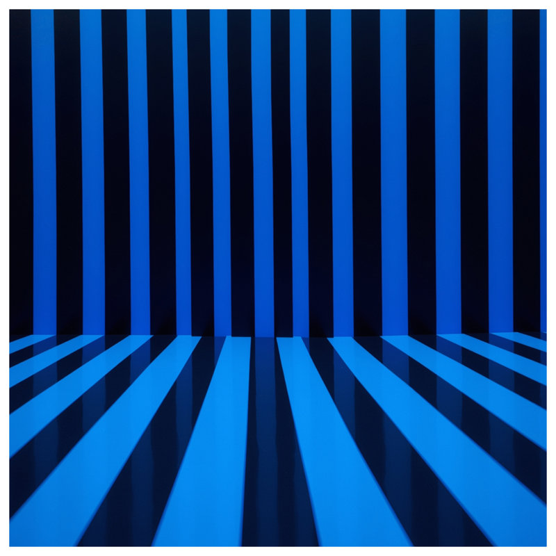 Blue Black Vertical Stripes Comforter, Queen