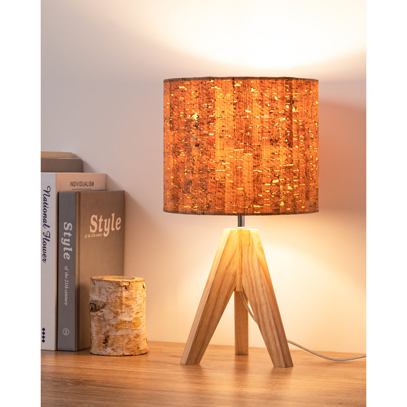 36cm Novelty Solid Wood Tripod Table Lamp With Bulb Included