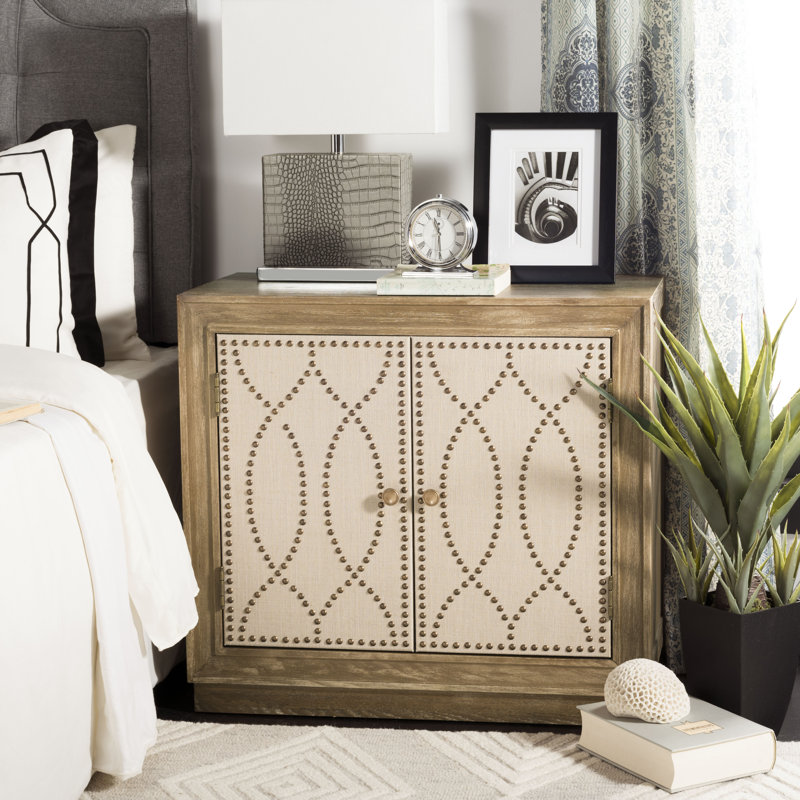 Studded Accent Cabinet, Rustic Oak