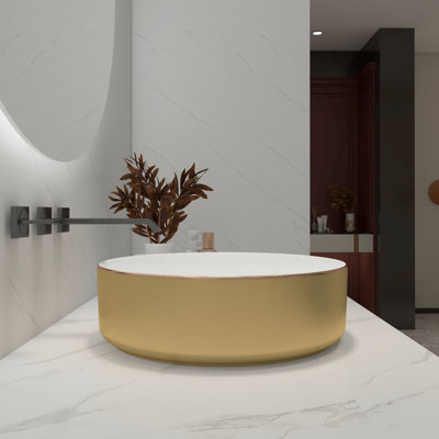 Lavabo de salle de bain vasque ovale en céramique 15,7 po Rosefray
