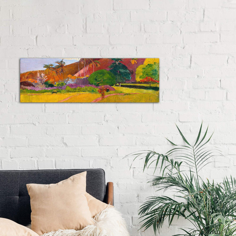 Tahitian Landscape by Paul Gauguin - Panoramic Painting on Canvas, Wrapped Canvas, 30.48 cm H x 91.44 cm W x 1.91 cm D