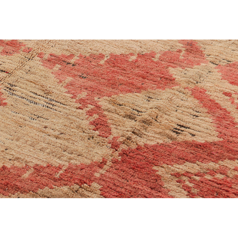 Vintage Moroccan Rug, Pink & Beige With Geometric Patterns - Rug & Kilim