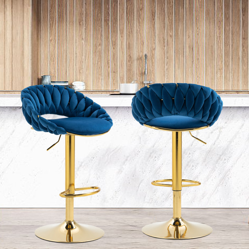 Tabouret de bar pivotant Punak, Bleu marine