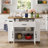 60.32"W Kitchen Island Cart with with Drop-Leaf Tabletop, Two Large Storage Cabinet,Drawers, Locking Wheels,USB-A/USB-C,& 2 AC outlet