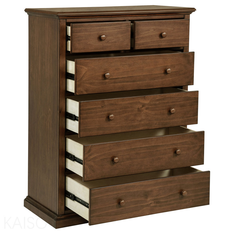 Commode de chambre brune à 6 tiroirs, Brun