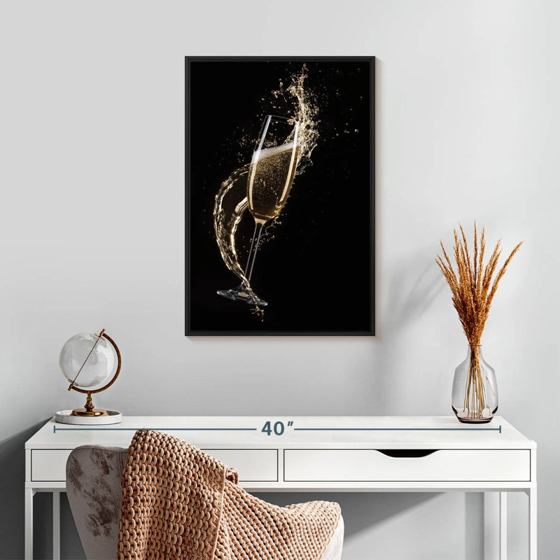 Splashing Champagne, Floating Frame Black, 17" x 25"