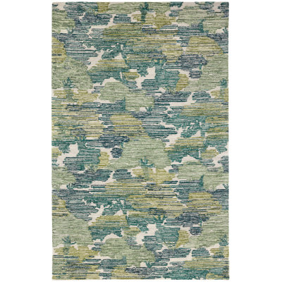 Ladycross Green Hand Hooked Wool Rug