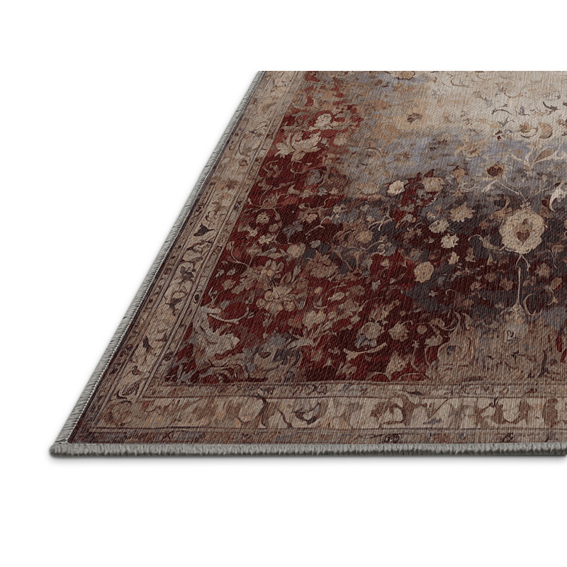 Machine Washable Gray Area Rug, Rectangle 5' x 7'