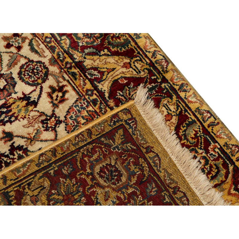 Hand-Knotted High-Quality Cream and Red Area Rug