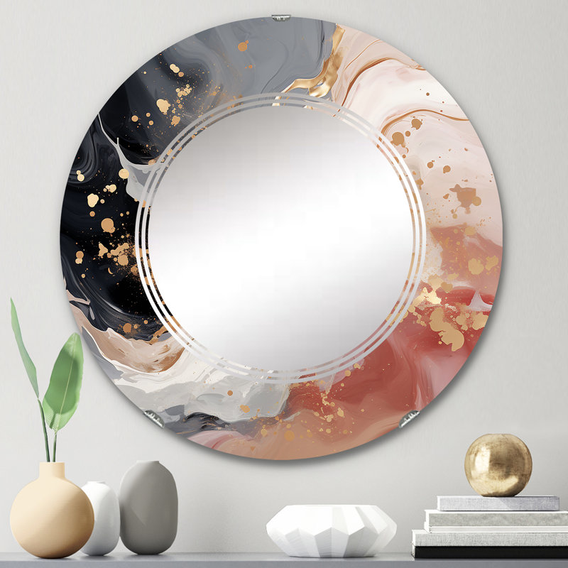 Tatoro - Miroir mural moderne rond, 24 po x 24 po