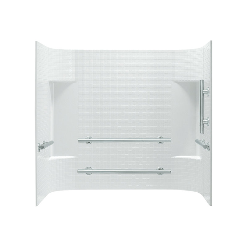 Paroi de douche à trois panneaux H 56 po x P 30 po Accord, Blanc