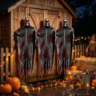 3 Pcs Hanging Halloween Skeleton Ghosts Decorations Outdoor, Grim Reapers for Best Halloween Outdoor Decorations, Haunted Haunted House Prop, Party Su