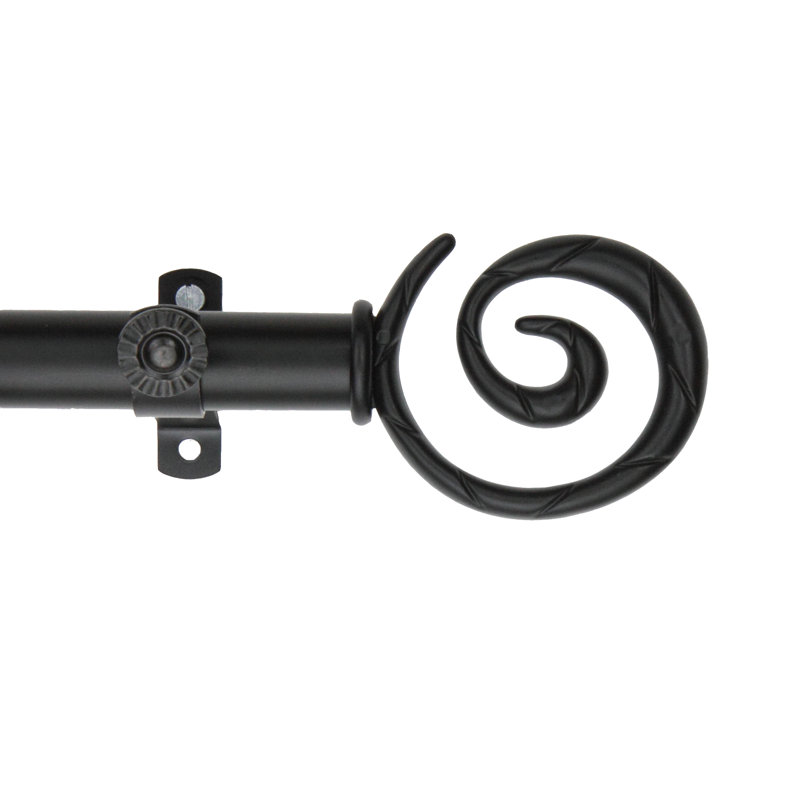 Tringle à rideaux simple curameng, Noir, 120 po à 170 po