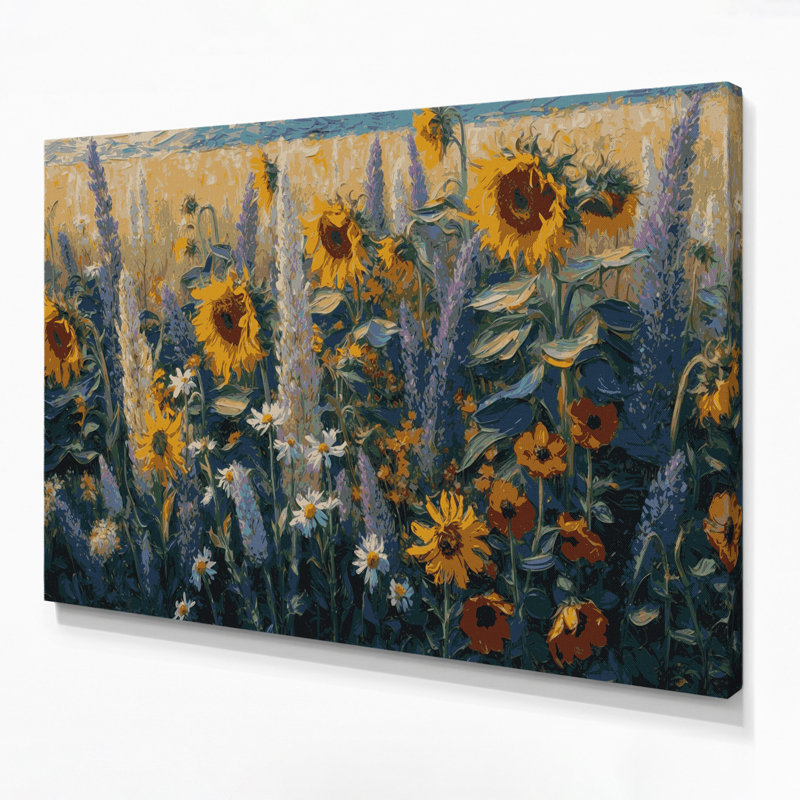 «Farm Wild Flowers», art mural sur toile noire, H 11 po x l 14 po