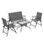 Four Piece Metal Garden Sofa Set Mixed Brown Weather Resistant Outdoor Patio Seating with Cushions for Backyard Porch Balcony-19145232