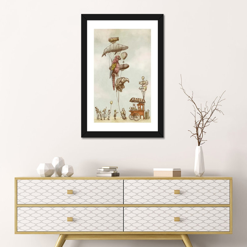 «A Day At The Fair» par Eric Fan - reproduction, H 24 po x l 16 po x P 1 po, Papier encadré noir, Blanc
