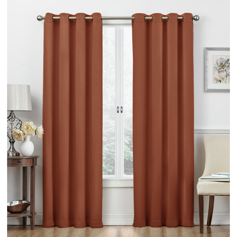 Frohna Room Darkening Curtain Pair, Terracotta