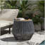 Table d'appoint en bois d'acacia avec base en corde grise - finition teck naturel-129458304