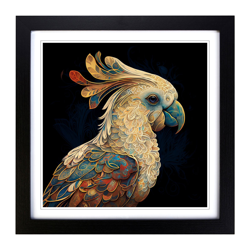 Cockatoo Paisley Art - Framed Print, Black