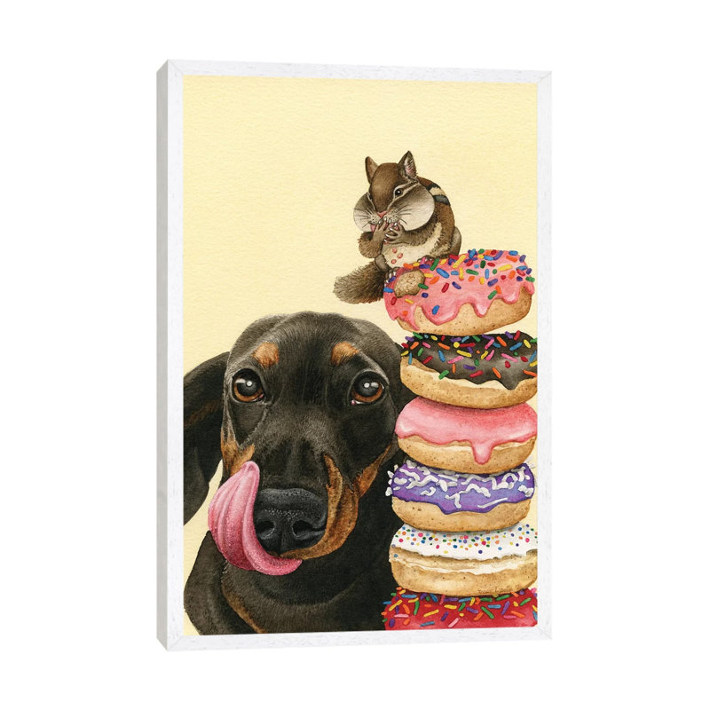 Donut Stacker 1 Piece Painting on Canvas, 101.6cm H x 66.04cm W x 3.81cm D, White Framed