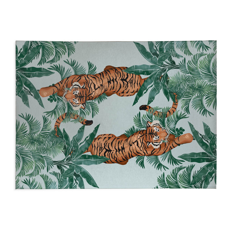 Rumble In the Jungle Indoor Non-Slip Area Rug, Rectangle 4' x 6'