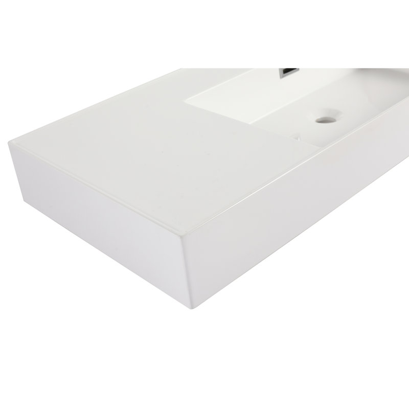 Lavabo de 48 po en résine pour salle de bain - blanc, enduit de gel, attrayant, 46,21 po Profondeur, largeur de 18,22 po, profondeur de 4,76 po, largeur, hauteur