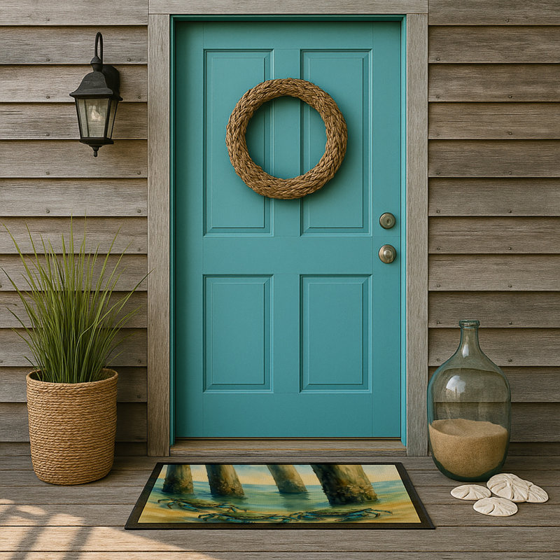 Crabs under the pier Doormat, 18" W x 27" L