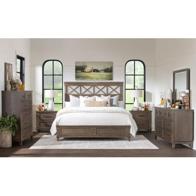 XXX's And OOO's Queen Cocoa Transitional X And O Panel Bed With Storage Footboard