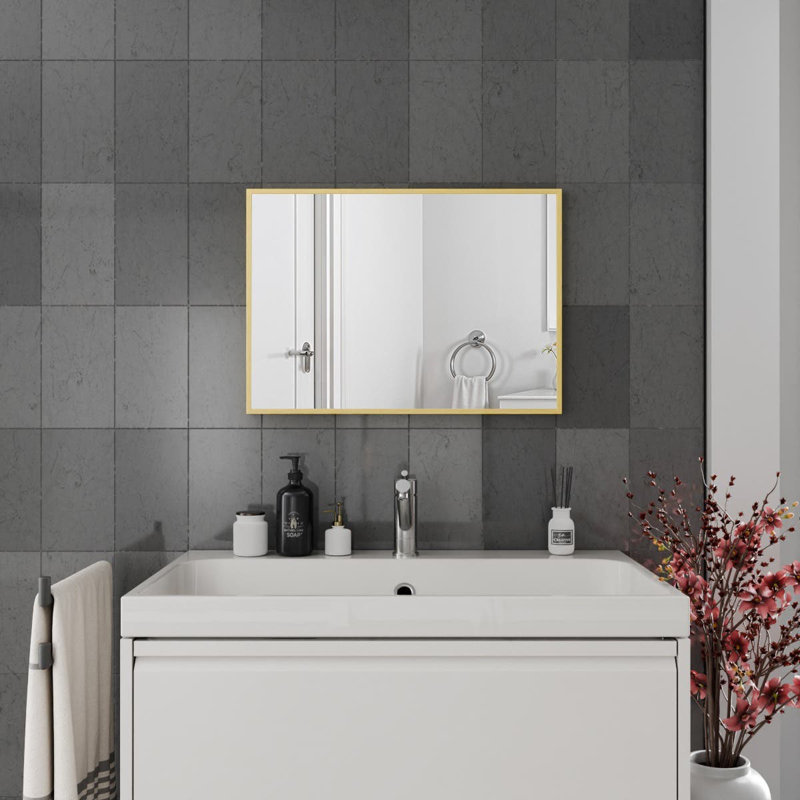 Aluminium Rectangle Mirror, 70cm x 50cm, Brushed Brass
