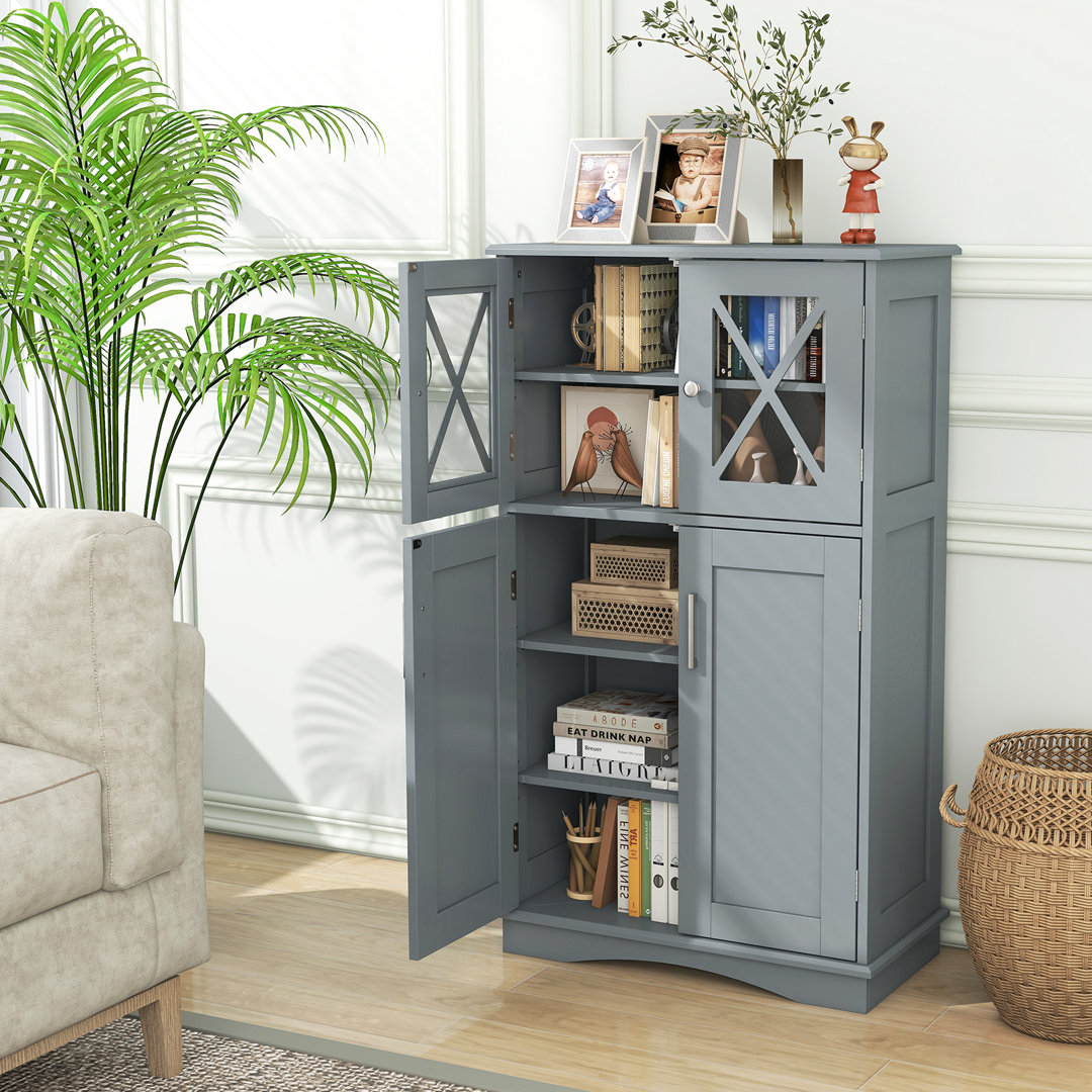 Bathroom Storage Cabinet Linen Storage Cabinet With Doors-Grey
