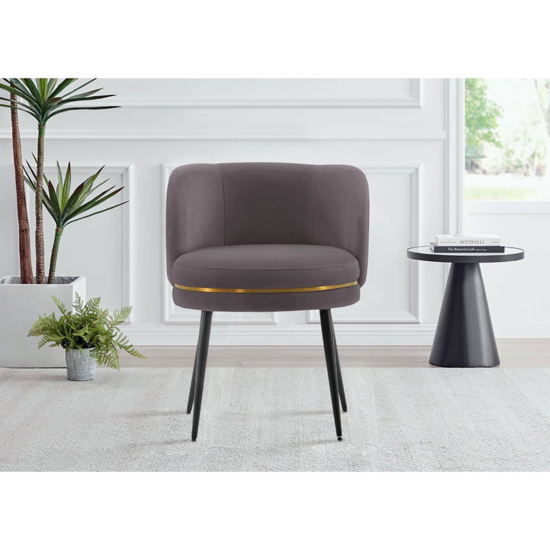 Chaise en velours Kaya Wood, Gris