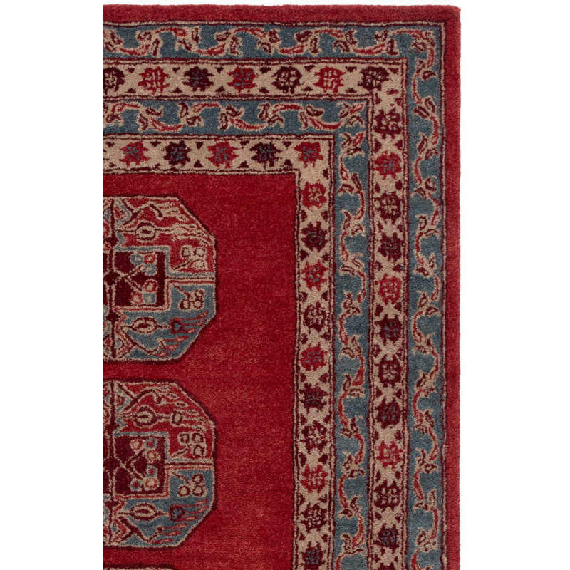Tapis oriental rouge en laine / coton / latex touffeté à la main Wahcheechee, Rectangle 3 pi x 5 pi