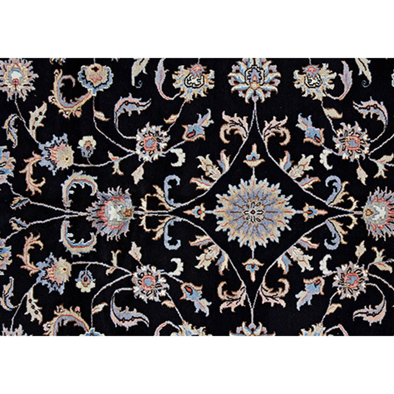 Hand Knotted Wool Area Rug in Black And Ivory