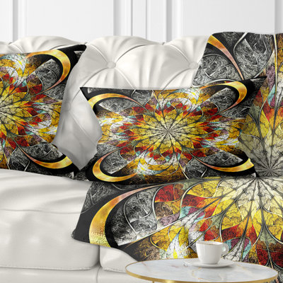 Symmetrical Golden Flower - Floral Printed Pillow