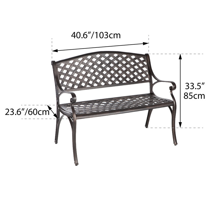 Banc de jardin en aluminium moulé Chamness