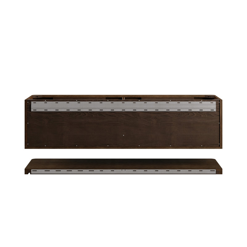 Allamari 72" W Double Vanity, 8" Widespread, Siberian Silestone, Sable Oak